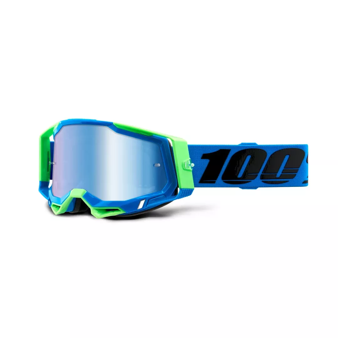 100 Percent Racecraft 2 Goggles Fremont Blue/Green – Mirror Blue Lens