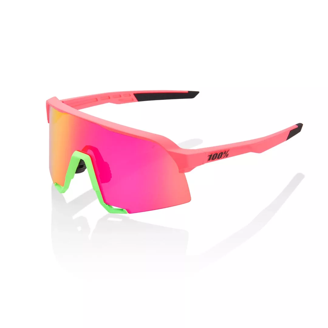 100 Percent S3 Sunglasses – Matte Washed Out Neon Pink/Purple Lens 100%