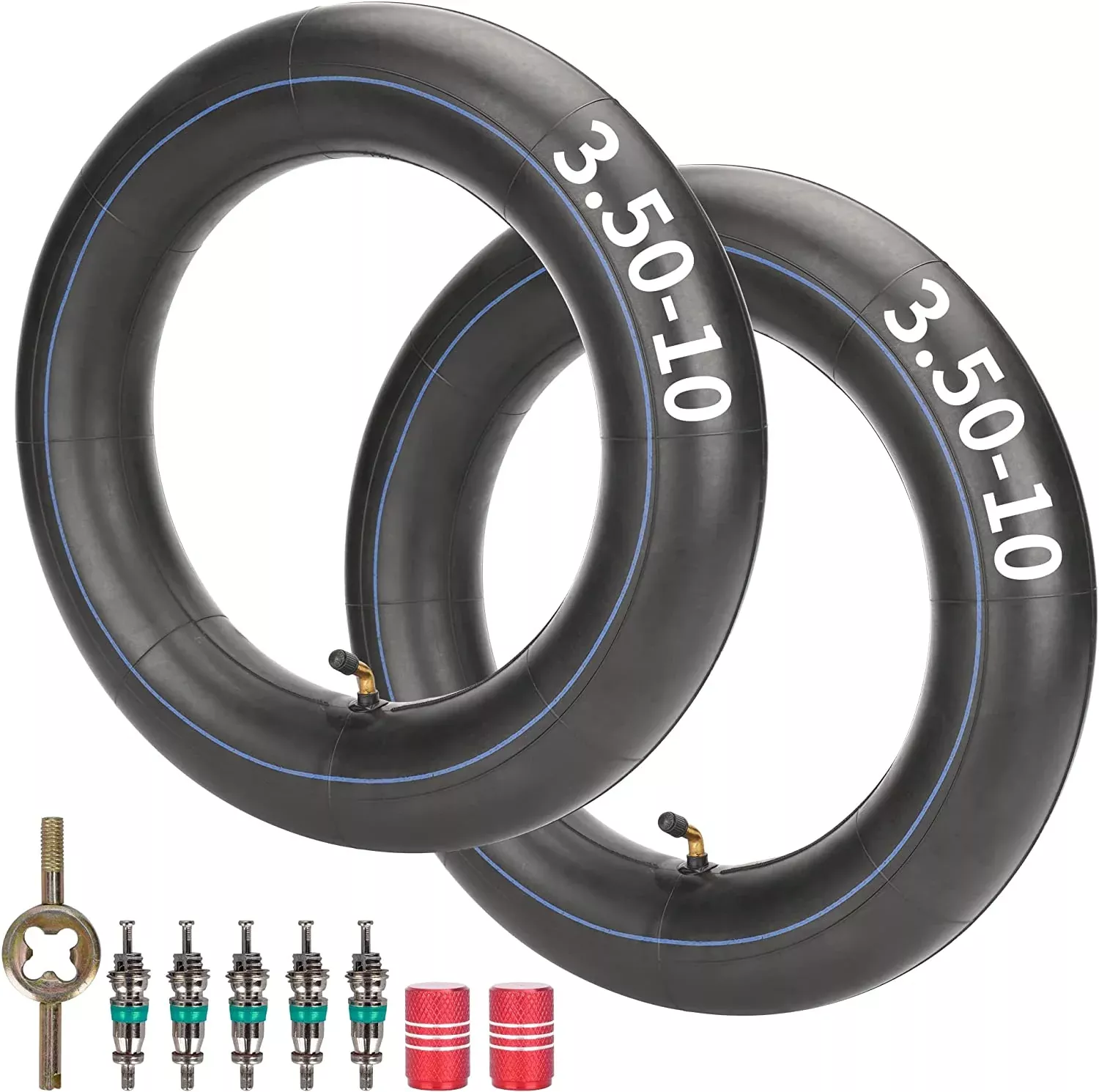 (2-Pack) 3.50-10 Replacement Butyl Rubber Inner Tube with TR87 Angled Valve Stem for Electric Scooters Tricycles